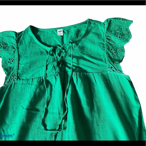 Old Navy Medium Green Linen Eyelet Dress - Picture 9 of 11